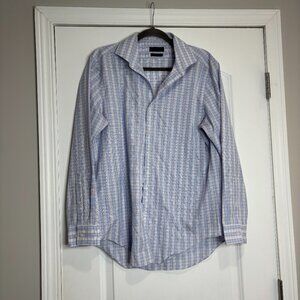 Men's ck Calvin Klein Blue Checkered Slim Fit Dress Shirt Size 16 - 32/33